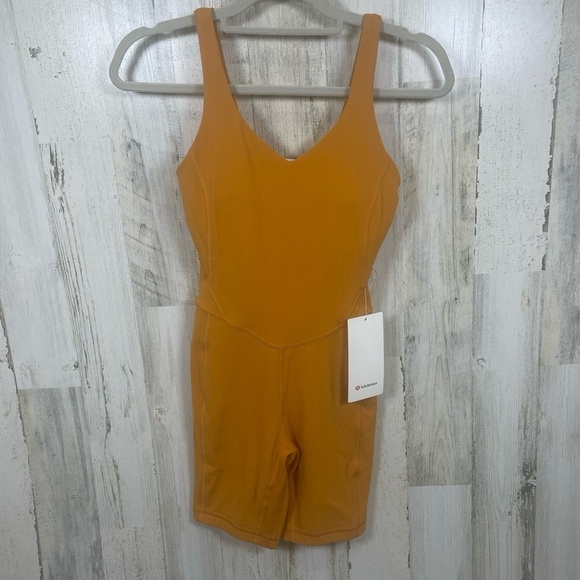 NWT Lululemon Align 8” Bodysuit Onesie size 4 Autumn Orange Nulu Yoga Activewear - Picture 3 of 9